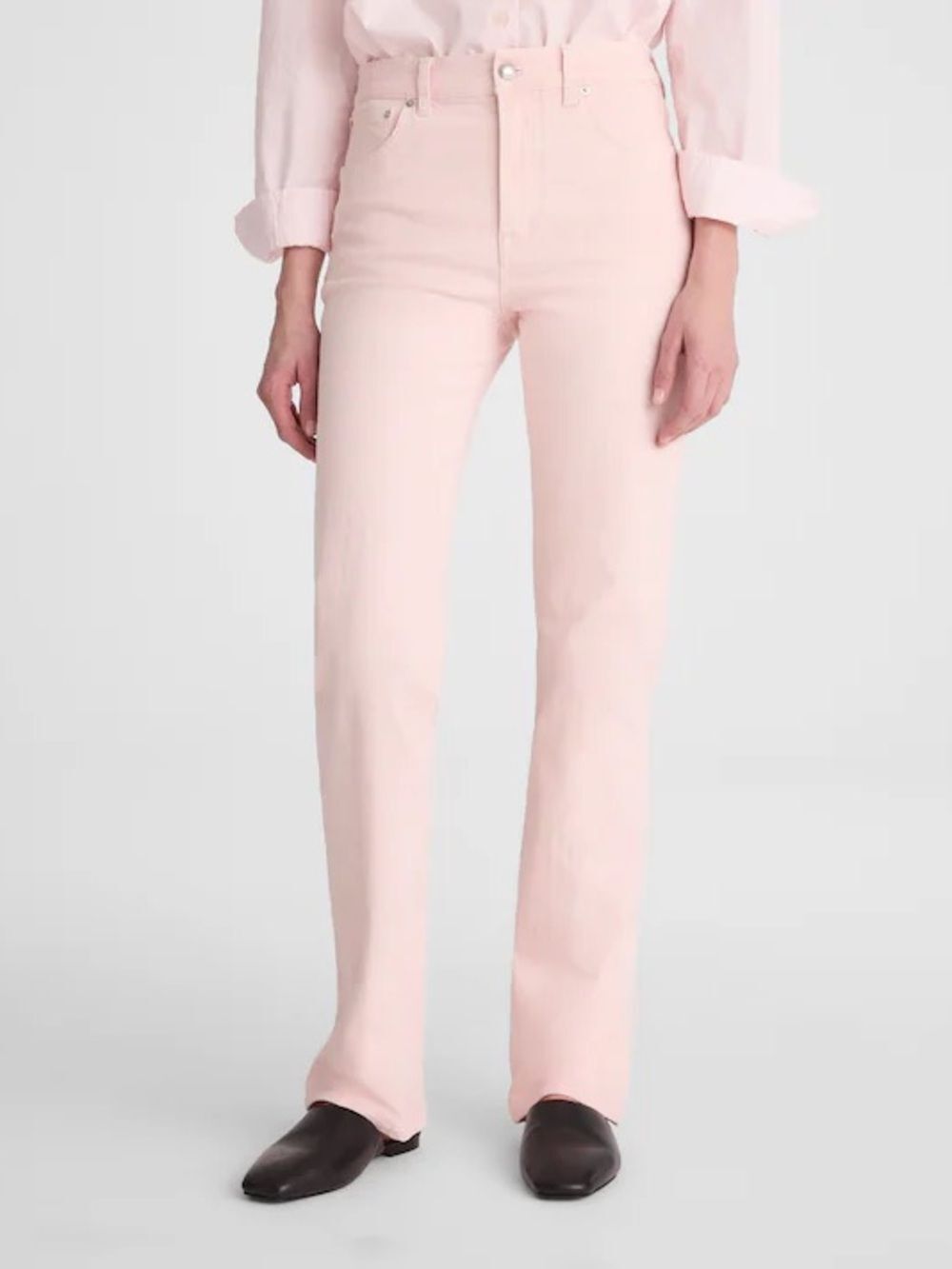 NWT Madewell The Longline Straight Jean Pale Pink Comfort Stretch Size 28